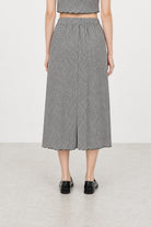 Black and white gingham lettuce trim pencil skirt_2