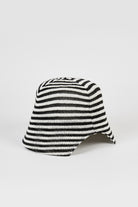 Black and white horizontal stripe straw bucket hat_2