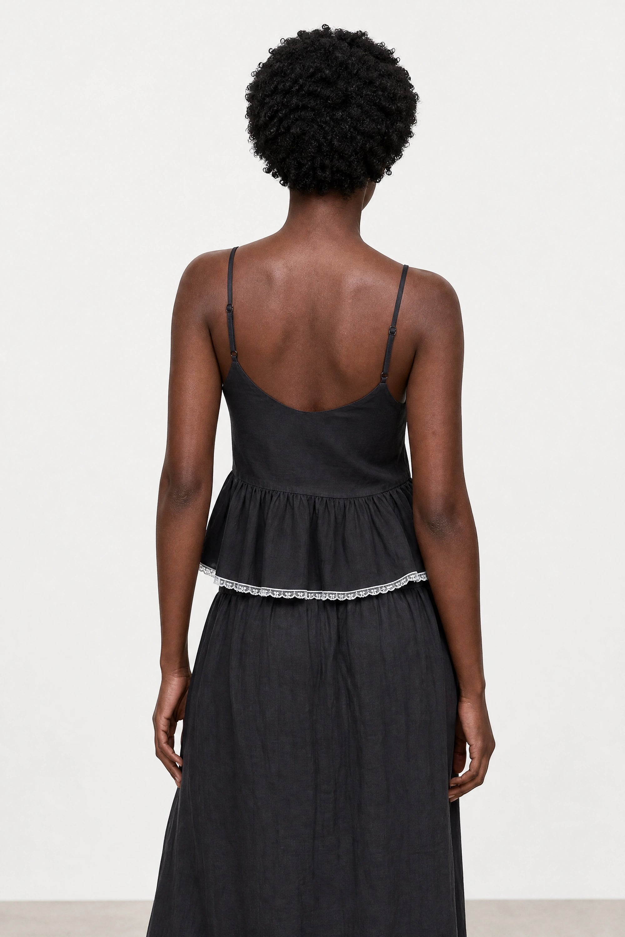 Black and white lace trimmed silky tank_2