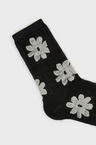 Black and white metallic sheer daisy socks_2