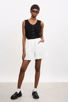 Black and white pinstripe button front tank_4