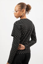 Black and white polka dot layered long sleeve top_3