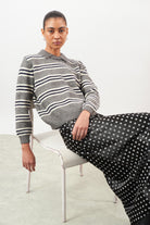 Black and white polka dot satin touch skirt_4