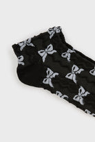 Black and white semi sheer bow pop socks_2
