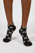 Black and white semi sheer bow pop socks_3