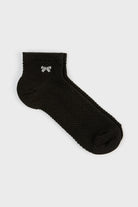 Black and white single bow ankle socks_3