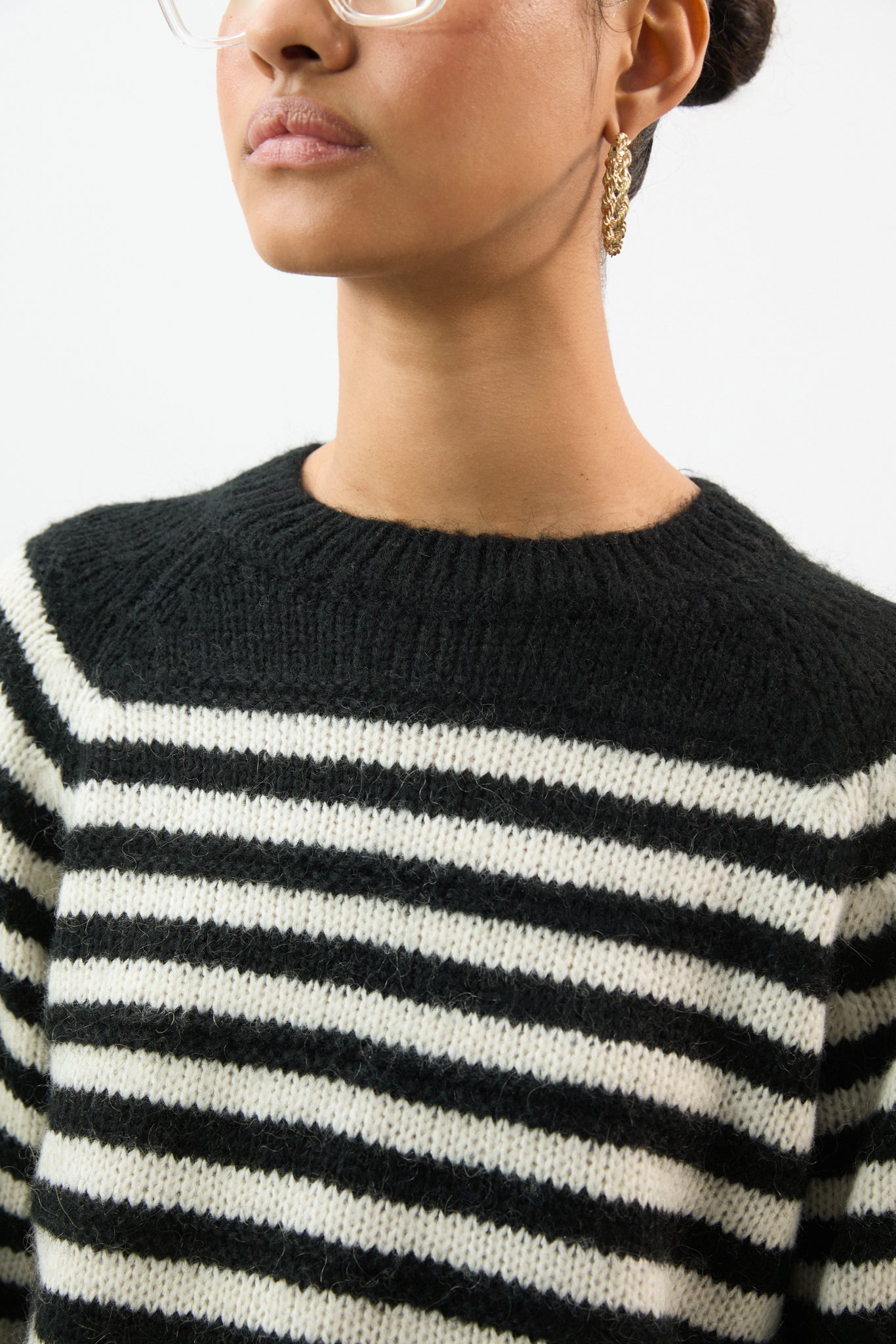 Black and white striped mohair wool blend jumper_3