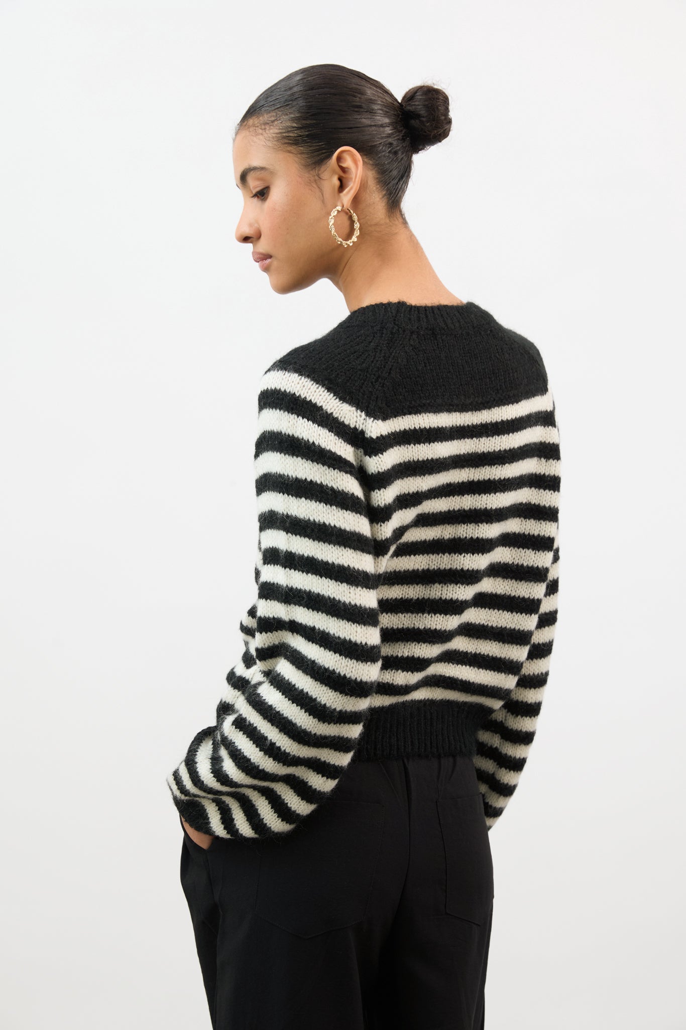 Black and white striped mohair wool blend jumper_2