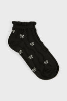 Black and white wavy bows ankle socks_3