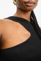 Black asymmetric neckline knit tank_3