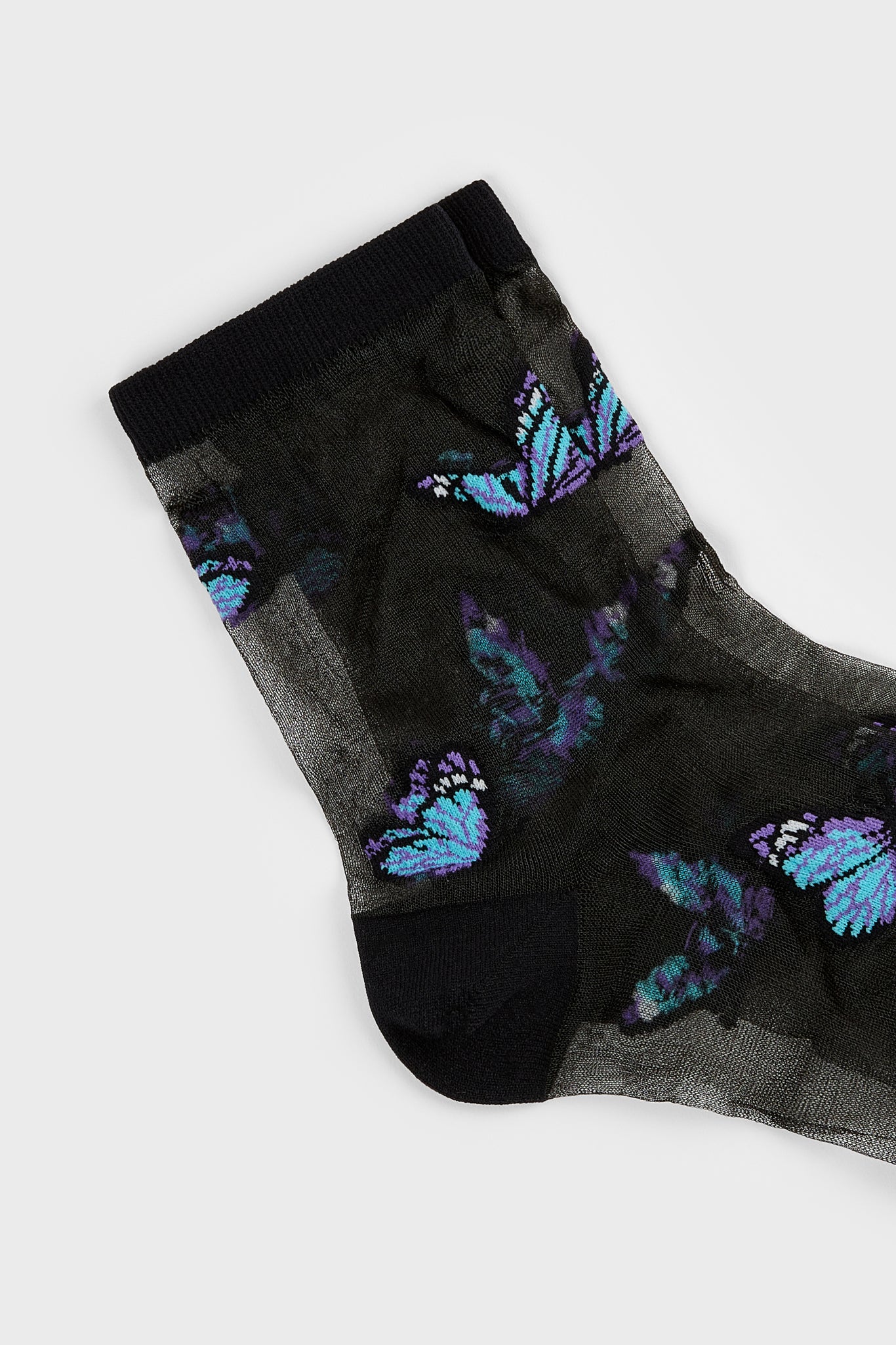 Black bold butterfly sheer socks_2