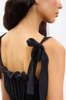Black bow tie strap midi dress_4