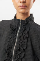 Black box check ruffle trim jacket_4