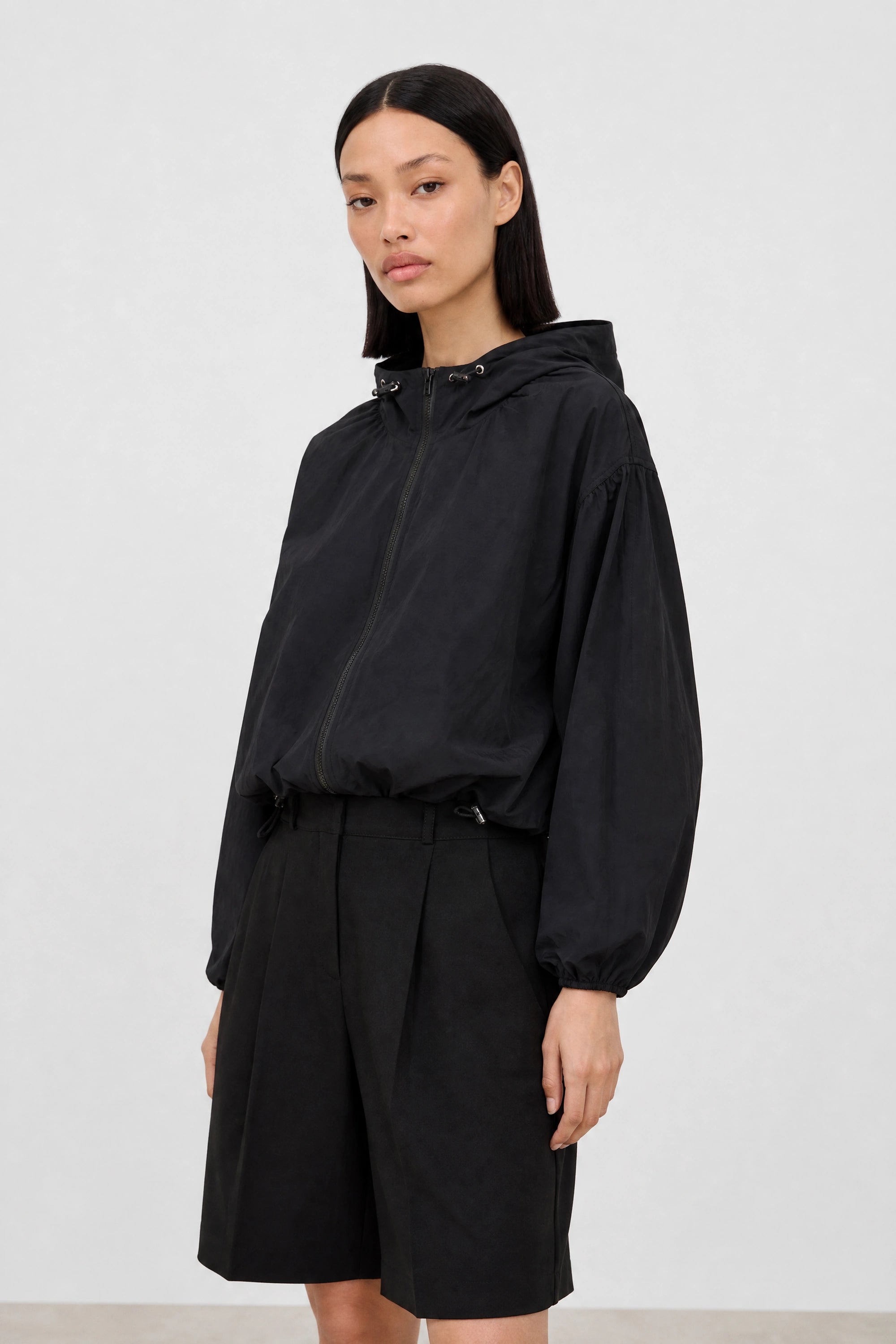 Black box textured hooded windbreaker_1