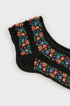 Black bright floral strip socks_2
