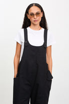 Black button strap dungerees_1