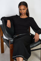 Black cross tie back knit top_5