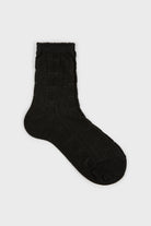 Black decorative ribbed bow socks_1