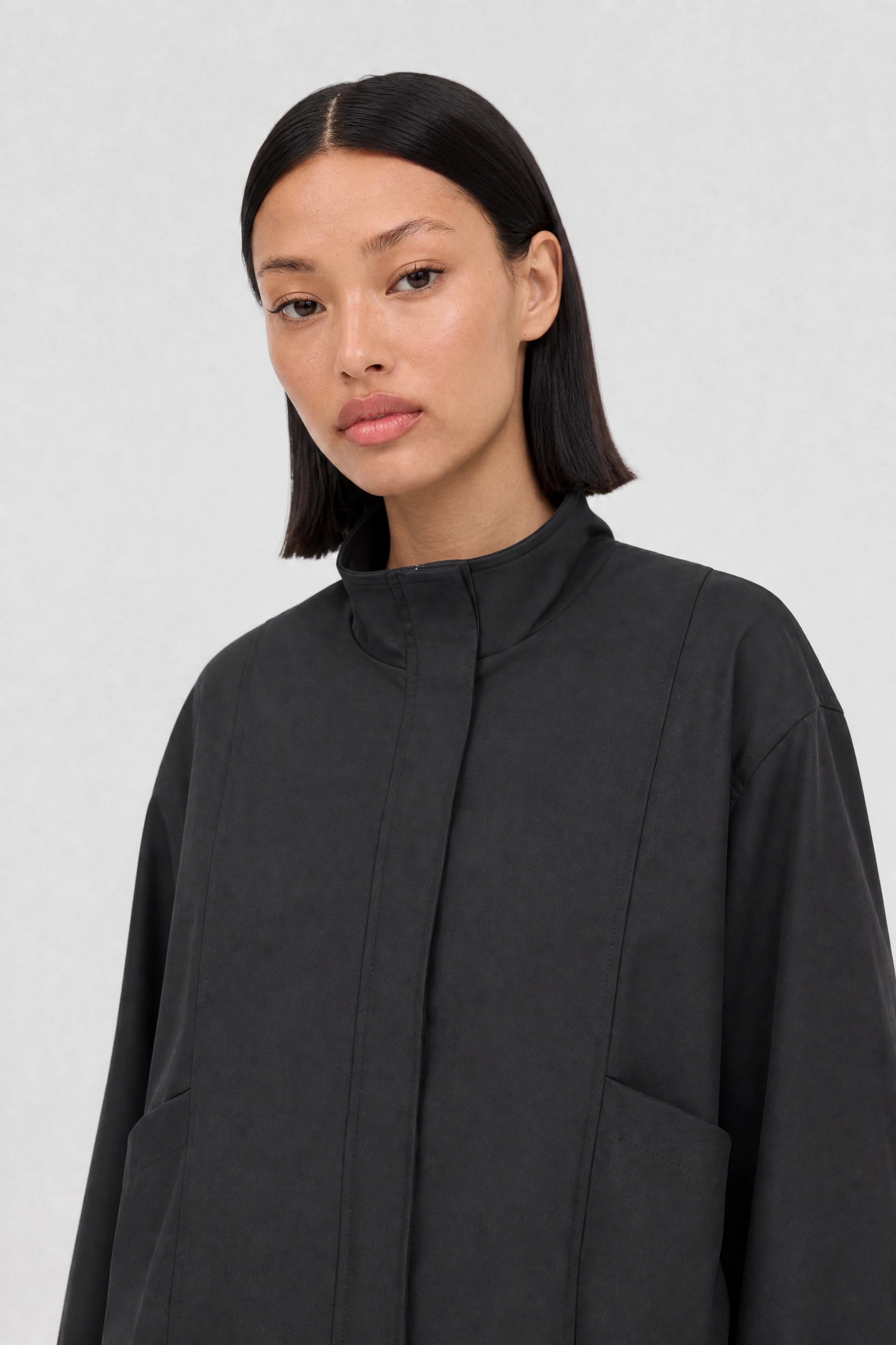 Black diagonal pocket bomber jacket_3