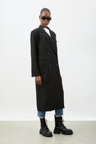 Black double breasted tailored coat jacket_2