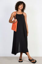 Black double spaghetti strap maxi dress_1