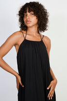 Black double spaghetti strap maxi dress_2