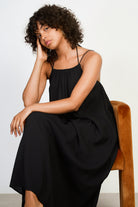 Black double spaghetti strap maxi dress_5