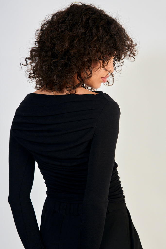 Black draped front jersey top_2