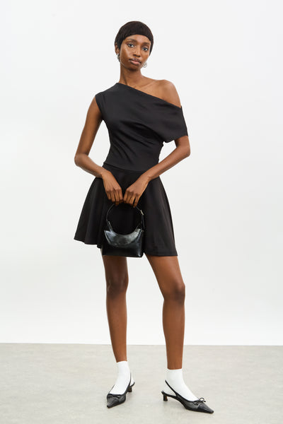 Black draped mini dress | Glassworks London
