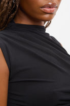 Black draped sleeveless front top_3