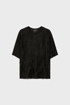 Black floaty sheer strips short sleeve top_1