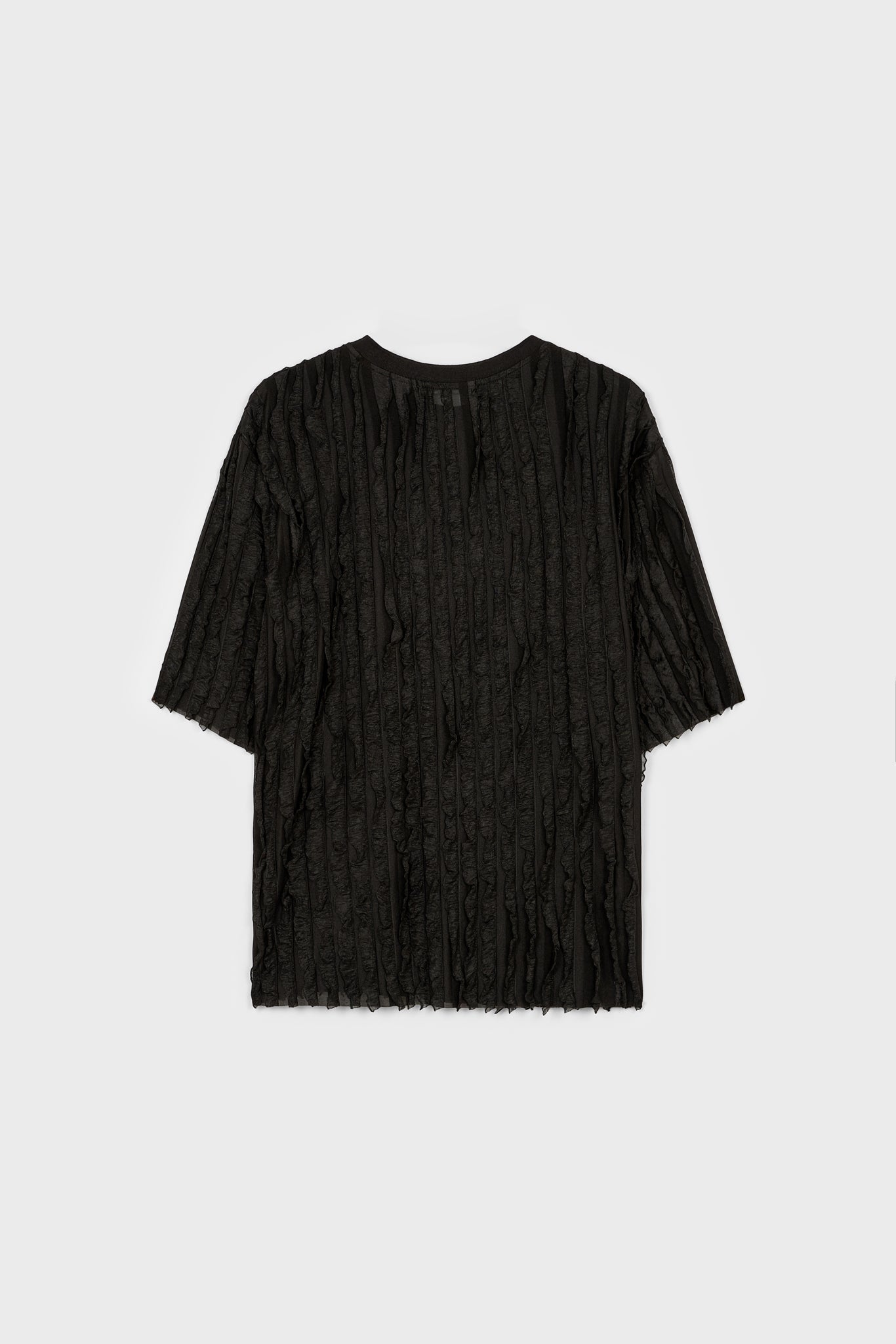 Black floaty sheer strips short sleeve top_2