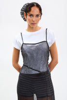 Black floaty side button strappy dress_3