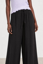 Black floaty wide leg drawstring trousers_3
