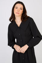 Black giant collar button front dress_3