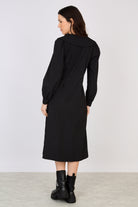 Black giant collar button front dress_2