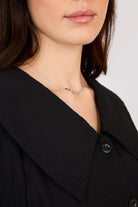 Black giant collar button front dress_4