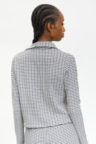 Black gingham and black trim button up top_2