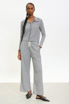 Black gingham loose fit drawstring trousers_4