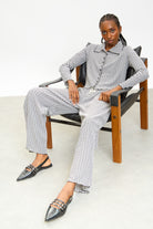 Black gingham loose fit drawstring trousers_5