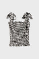 Black gingham ruched tie strap tank_6