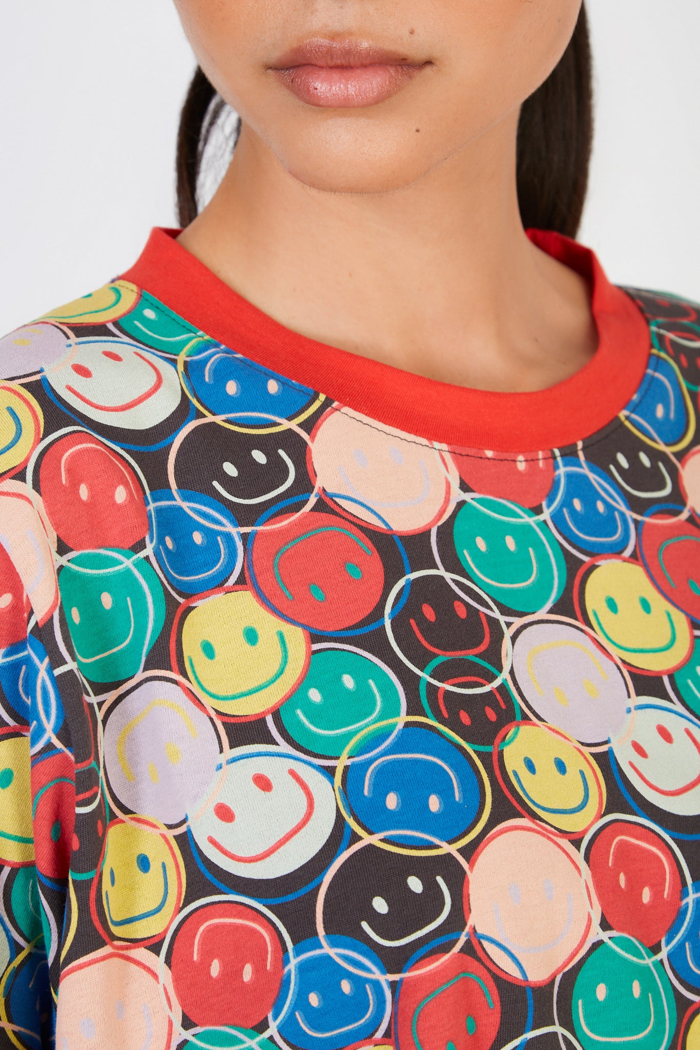 Black graphic smiley face t-shirt_4