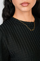 Black herringbone textures short sleeved top_3