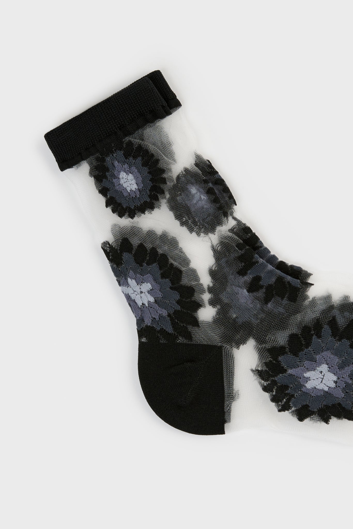 Black large daisy sheer socks_2