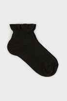 Black large ruffle trim ankle socks_1