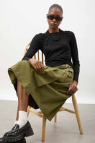 Black marl layered halter neck long sleeve top_5