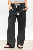 Black pinstripe rope drawstring trousers_1