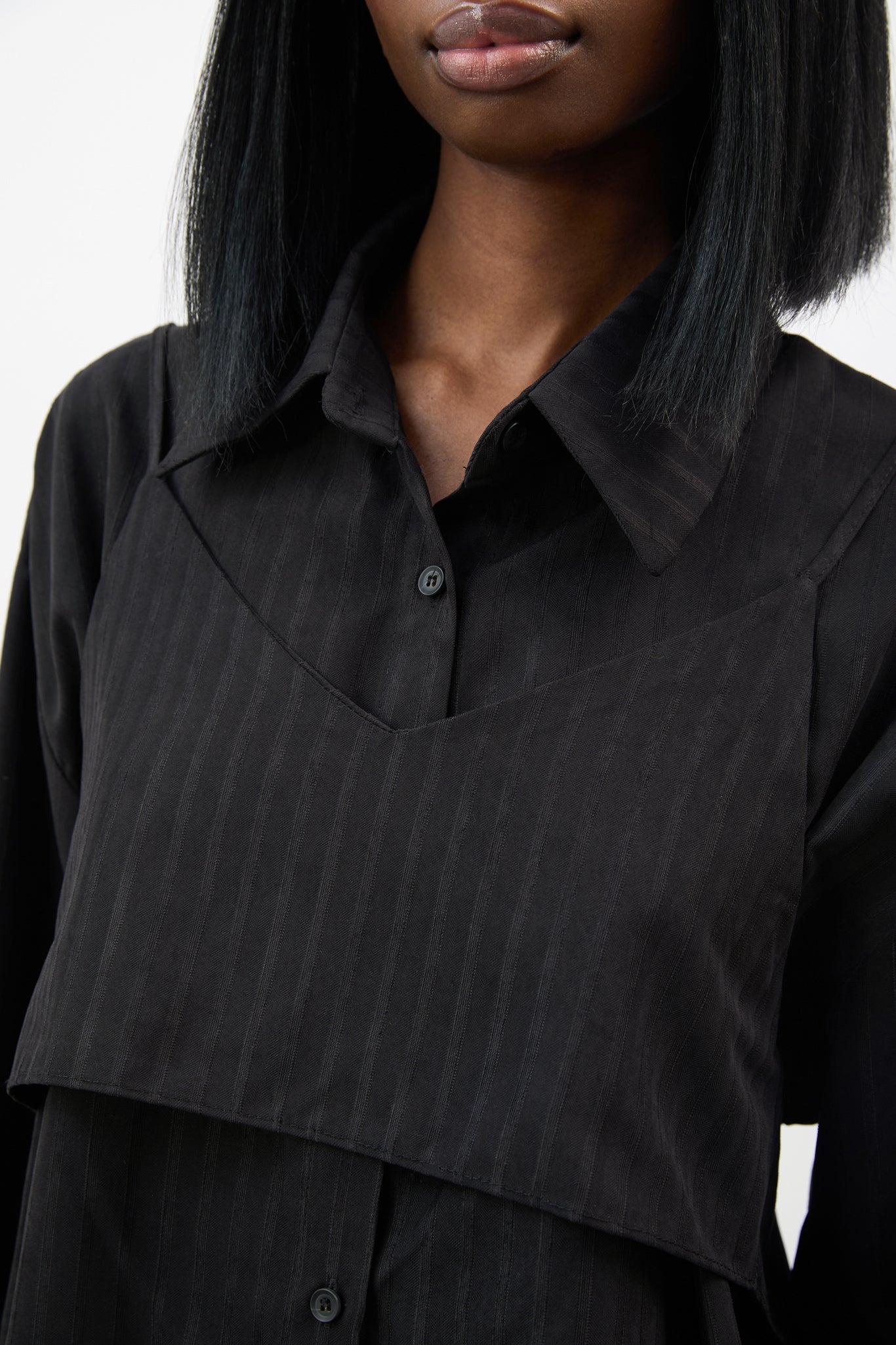 Black pinstripe tank layered shirt_3