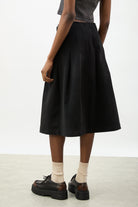 Black pleated triple buckle kilt midi skirt_2