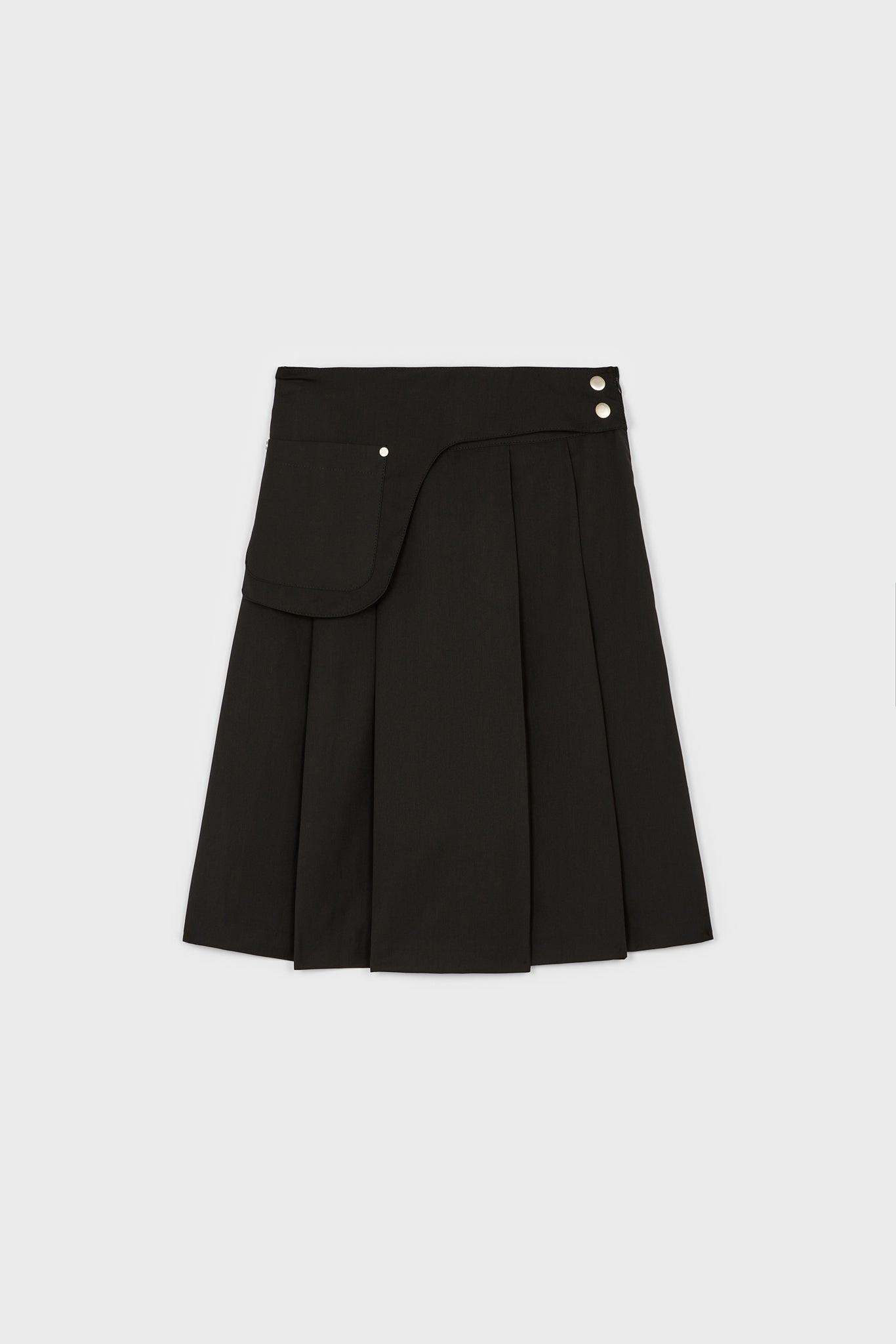 Black pocket belted pleated skirt_1